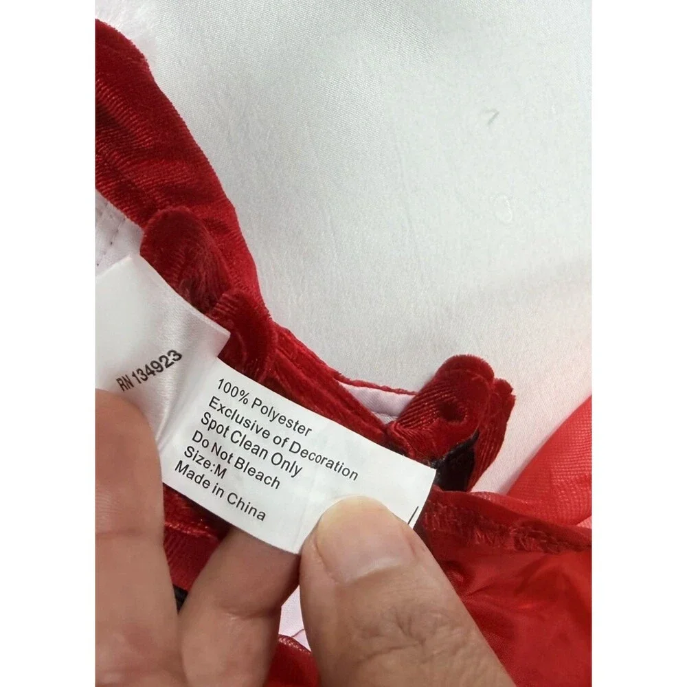 PUP CREW Design Christmas Red Velvet Dog Dress with Fur Trim Size M